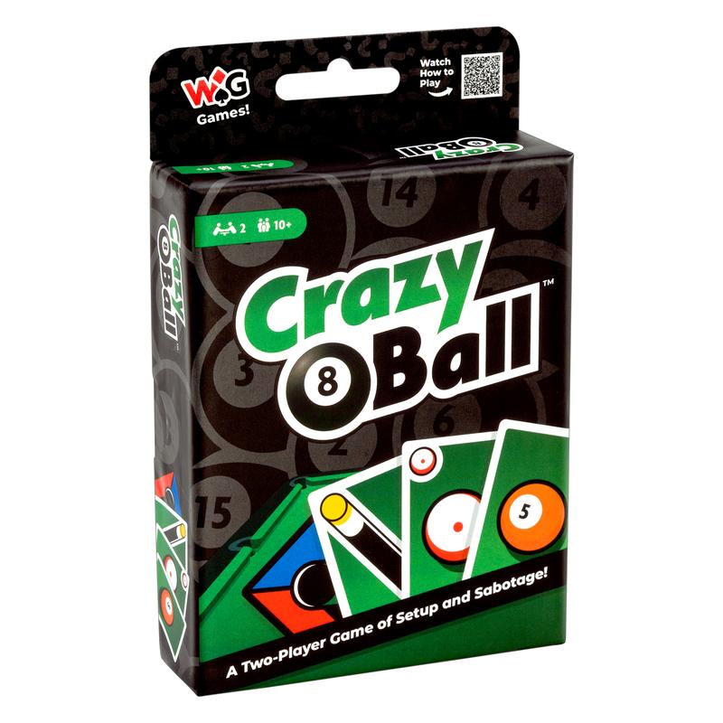 Crazy 8-Ball – Intense Two-Player Card Game of Setup and Sabotage – Turn Pool Into a Head-to-Head Duel – Rack ’Em, Stack ’Em, Sink the 8-Ball First – Ages 10+