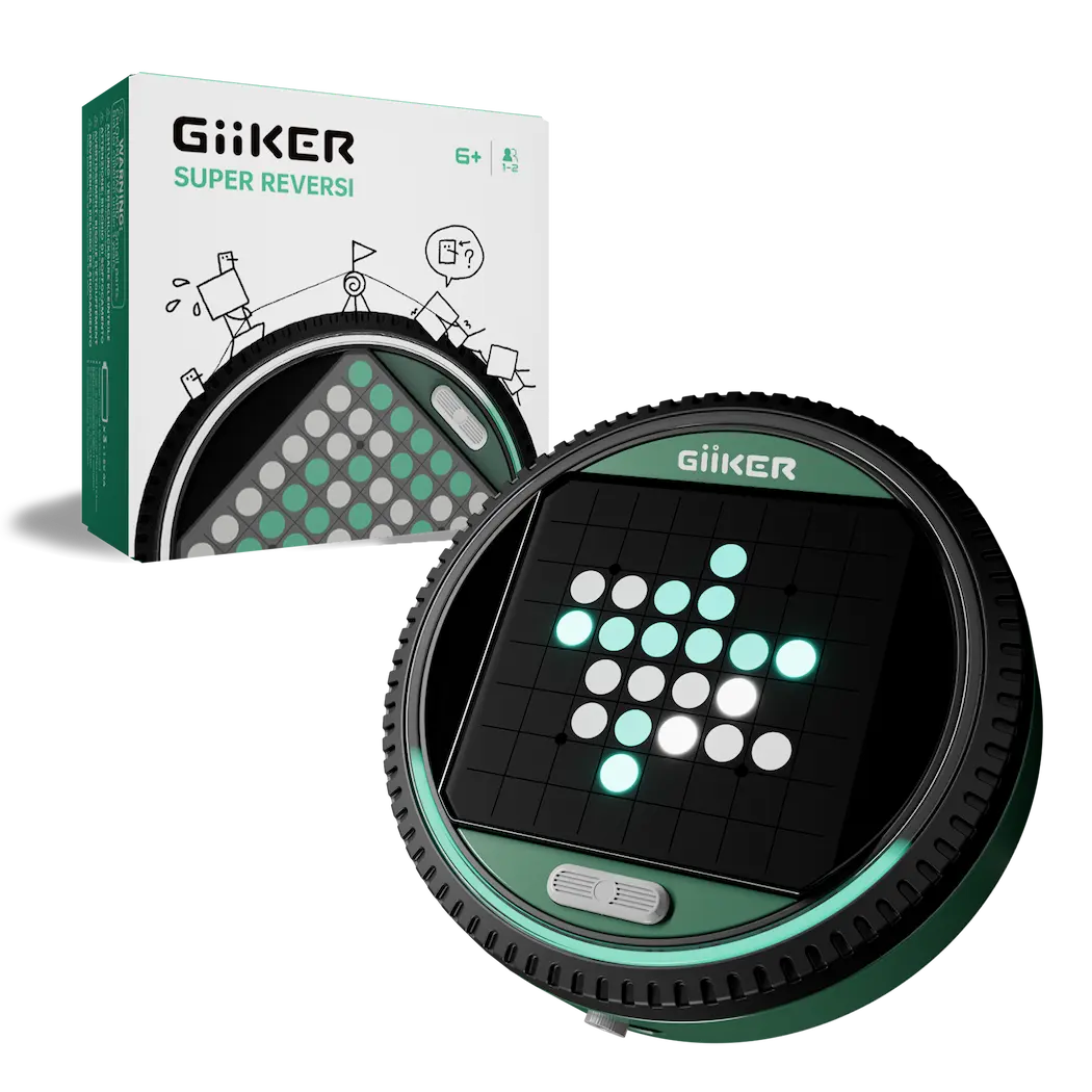 [Summer Sale] GiiKER Super Reversi - Electronic Strategy Board Game with AI Opponent, Smart Handheld Logic Puzzle & Brain Teaser for Kids and Adults, Portable Travel Toy with 3 Game Modes & 500 Challenges