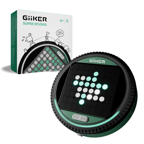 GiiKER Super Reversi Electronic Family Board Game - 8x8 LED Feedback Compact Console, Adaptive AI Opponent, 3 Game Modes, 500 Challenges, LED Move Guides, Smart Logic Puzzle for 2 Players, 6-8 Years+, Portable Tabletop Travel Toy Gift