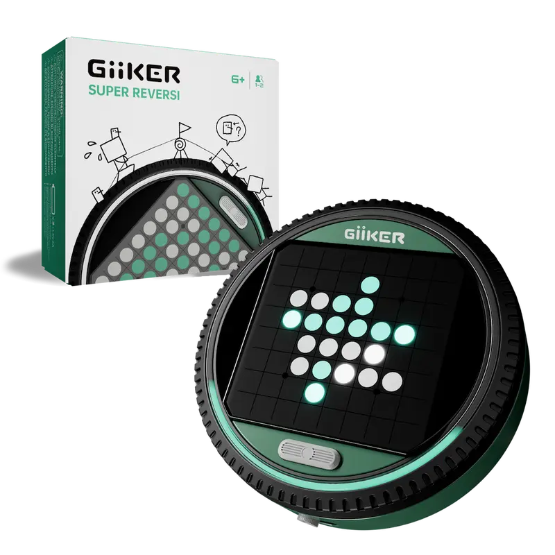 GiiKER Super Reversi Electronic Family Board Game - 8x8 LED Feedback Compact Console, Adaptive AI Opponent, 3 Game Modes, 500 Challenges, LED Move Guides, Smart Logic Puzzle for 2 Players, 6-8 Years+, Portable Tabletop Travel Toy Gift