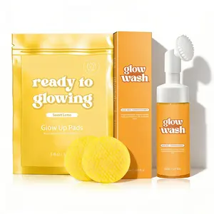 Ready to Glowing Glow Wash & FREE Turmeric Pads BeautyKit for Healthy Skin Comprehensive Skincare Routine with Sweet Lemo Glow Up Pads
