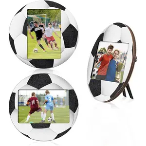 Wooden Soccer Photo Frame Set – World Cup Sports Theme Desktop/Dining Table Ornament, Party Decoration Gift, 3-Piece Set for Football Fans