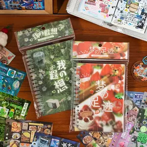 30 Sheets Footprint of Dream Spiral Sticker Book - Floral, Fruit & Whimsical Designs for Journals, Planners, DIY Crafts, Scrapbooking Supplies,