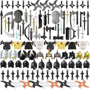 Medieval Knight accessories building blocks Set swords hammers axes shields parts Warcraft Toys