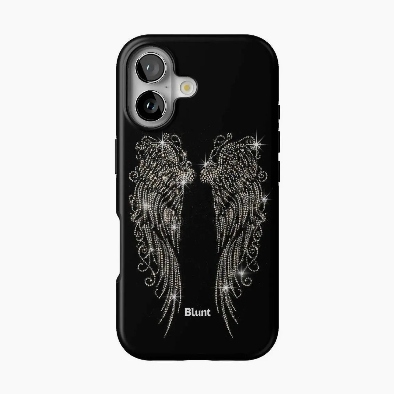 Blunt Halo Baby iPhone Case for iPhone 17 16 15 14 13 12 11 Pro Max XR XS Max X 8 Plus, Rhinestone Angel Wings Glam Protective Cover