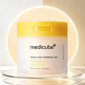 Medicube Official Partner Aha Clarifying Toner Pads (70 Sheets) - Kojic Acid, Turmeric, Glycolic Acid, Niacinamide - Soothing, Brightening, Exfoliating Post-Spot Care for Acne-Prone Skin - Korean Daily Facial Clear Skincare Toner