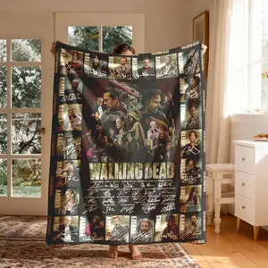 Walking Dead Character Signage Flannel Blanket, Personalized Flannel Blanket, Large Size, Soft Lightweight Warm, Cozy Throw Blanket, Perfect for Bed Sofa Office Camping Travel, Soft Throw Blanket
