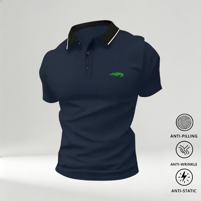 Men's New Polo Shirts (Pack of 5) - Summer Short-Sleeve, Turn-Down Collar, Crocodile Print, Anti-Wrinkle, Chic Look, Breathable Comfortable Fabric - Men's Clothing for Business Travel, Dates