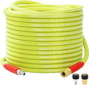 M MINGLE Pressure Washer Hose 50FT x 3/8" - Replacement Power Wash Hose for Hot and Cold Water - High Pressure Hose with M22 14mm to 3/8 Inch Quick Connect Fittings - 4000PSI
