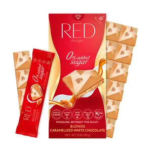 RED Delight Blonde, Caramelized White Chocolate - No Added Sugar, Gluten Free, Kosher, Non GMO, Weight Watchers Friendly Caramel Taste Candy Bar Snack