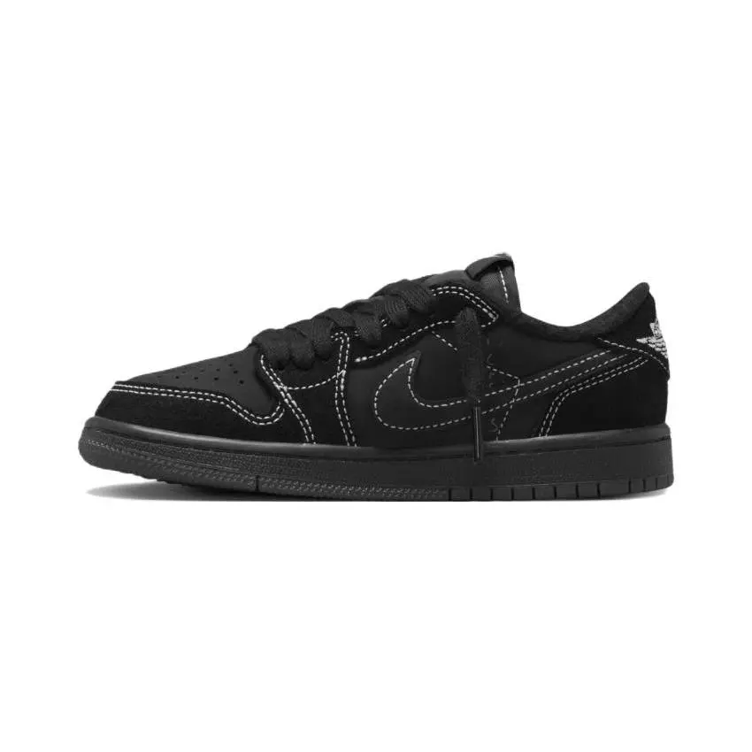 Men's Air Jordan 1 Retro Low OG SP PS x Travis Scott Casual Trainers, Casual Wear, Lace-Up, Black Phantom with Phantom Accents and Stitched Logo