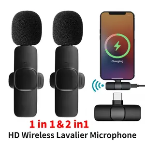 Wireless Microphone Portable Audio Video Recording Mini Mic for iPhone Type-C Live Broadcast Gaming Phone Mic