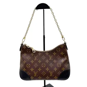 Pre-owned Louis Vuitton Coated Canvas Shoulder Bags Classic Monogram Boulogne PM Black