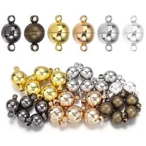 5Sets/lot 6/8/10/12/14mm Round Magnetic Clasps Copper Ball Shape End Buckle Connectors For DIY Jewelry Making Bracelets Necklace