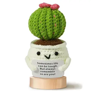 Crochet Cactus Plush – 1-Piece Inspirational Desk Decor & Handheld Comfort Toy, Perfect Gift for Girls & Boys Stuffed Animal