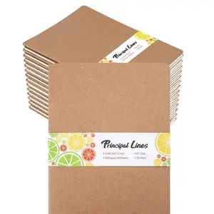 30 Pack A5 Kraft Notebooks, Principal Lines 80 Lined Pages Travel Journal Bulk for Kids Students Office School Supplies, 8.3x5.5 Inch