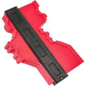 Contour Gauge 10 Inch, Widen Plastic Profile Gauge Duplicator, Precisely Copy Irregular Shapes Wood Template Measuring Tool for Perfect Fit and Easy Cutting (10 Inch Widen-Red)