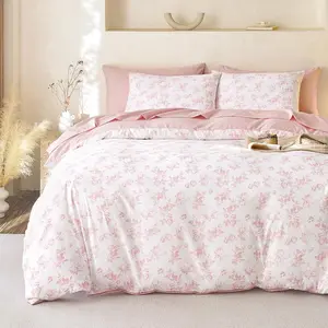 - Cottagecore Comforter Set, Floral Vintage Flower Coquette for Teen Girls, Soft Lightweight Dorm Bedding, 3 Pieces, Pink, Queen Size