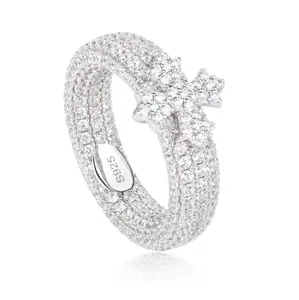 【#R521 】Croheart Type Cross Ring UCCIYO Lab-Created Moissanite S925 Sterling Silver Moissanite Ring for Women Men Hip Hop Jewelry Gift  Valentines Day gift summerwins