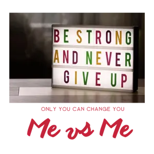 Motivational Spiral Notebook — “Be Strong and Never Give Up / Me vs Me” Ruled Journal