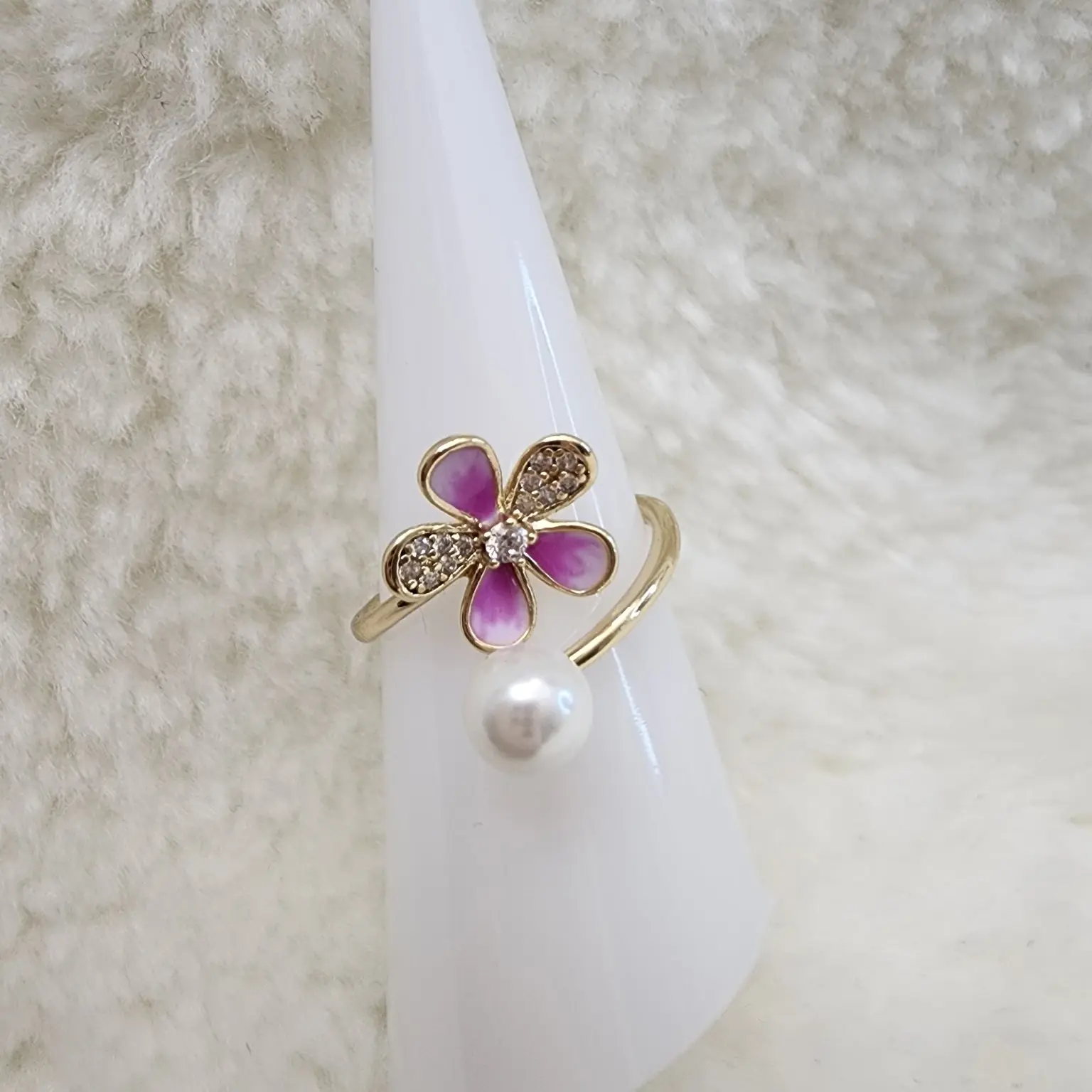 14k Gold Laminated Adjustable Ring with Flower Design Elegant Daily Wear Accessory for Versatile Style