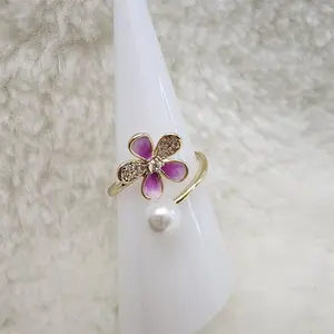 14k Gold Laminated Adjustable Ring with Flower Design Elegant Daily Wear Accessory for Versatile Style