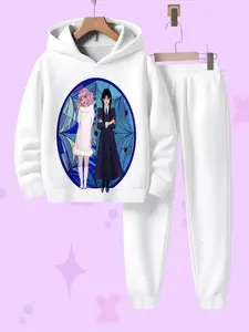 Wednesday Character Hoodie Set, Soft Casual Spring & Fall Wear, Daily, Fitted Regular Length Top