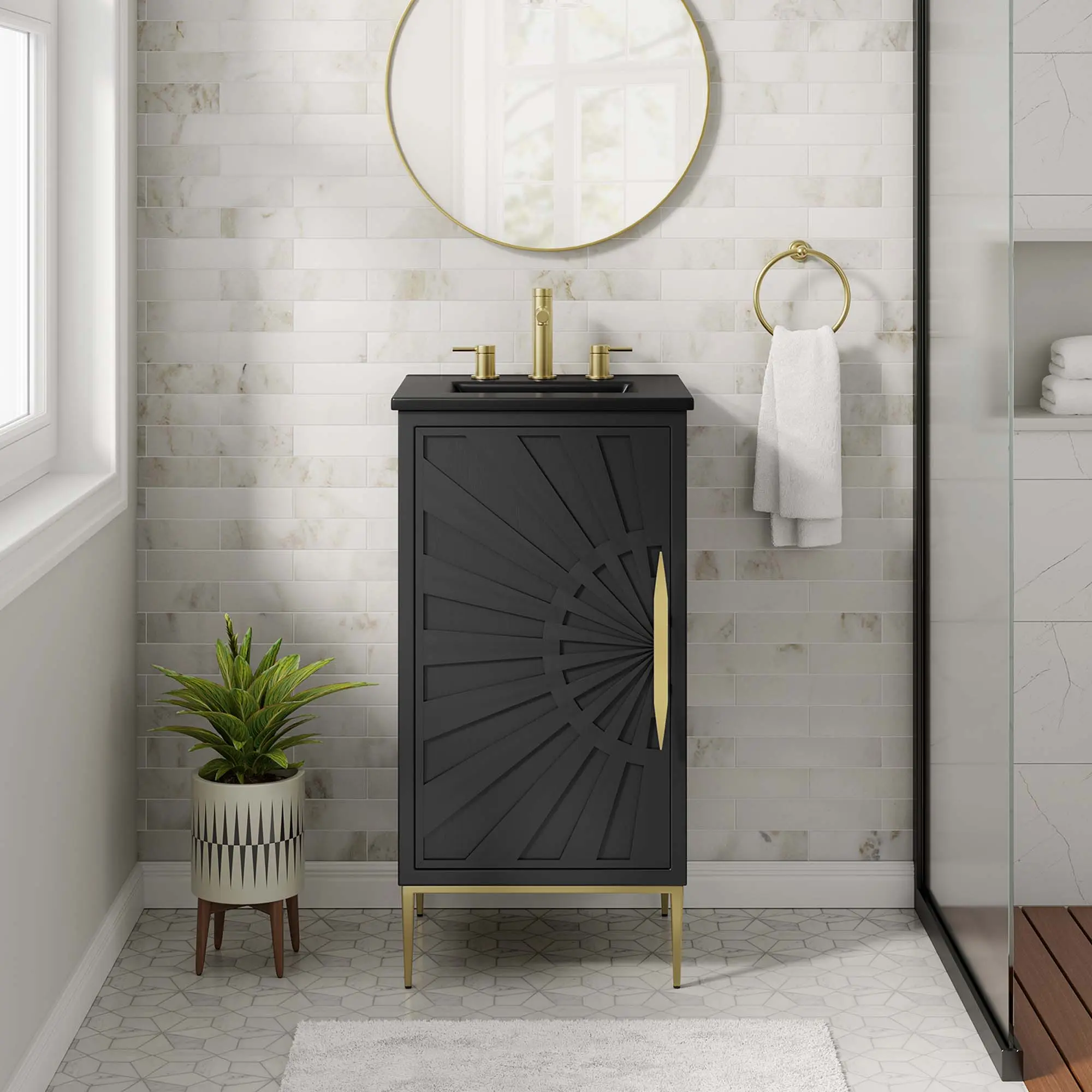 Awaken 18-in Black Bathroom Vanity with Bathroom Cabinet for Home Improvement Fixture Sets