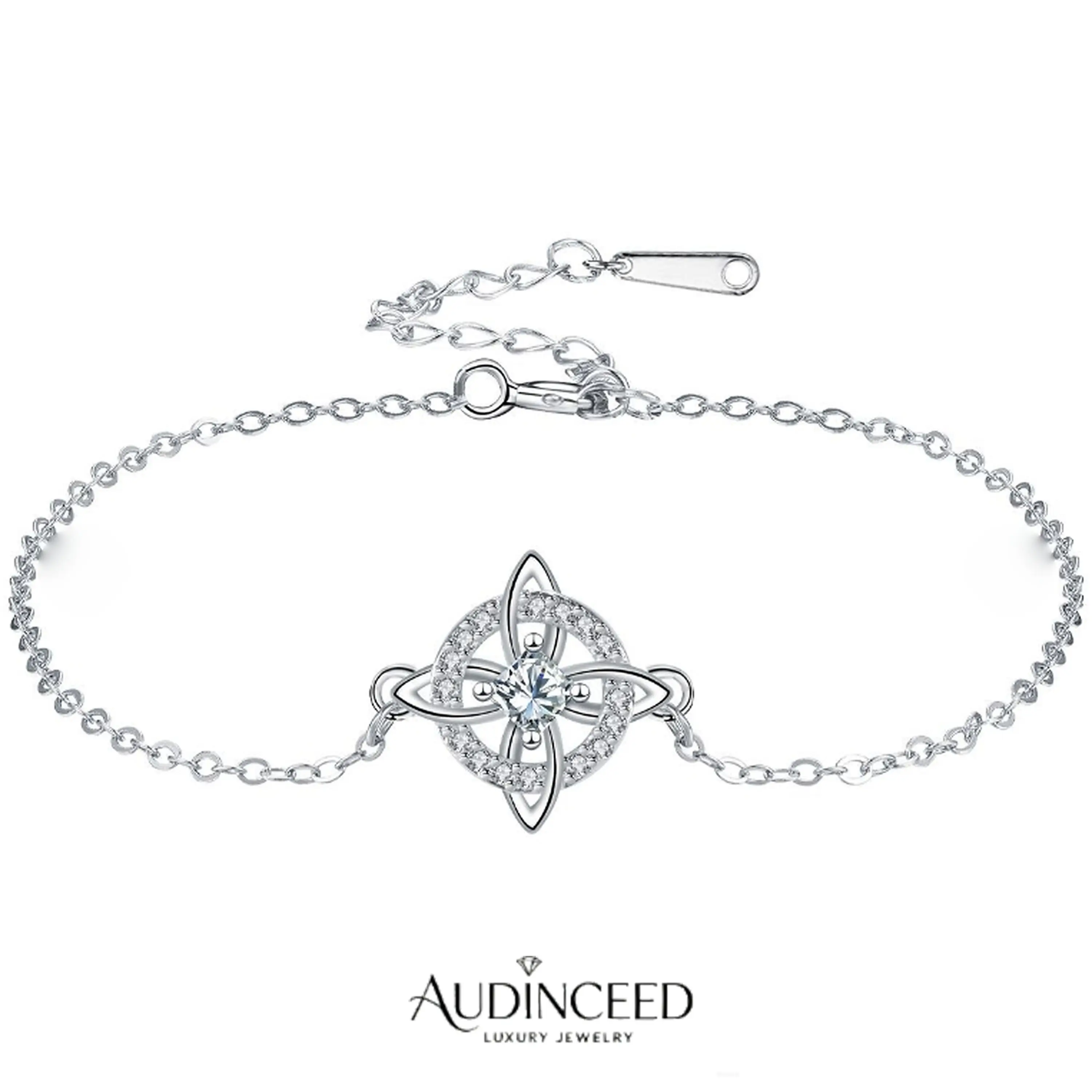 Audinceed Hecate Witches Knot Birthstone Bracelet with Artificial Gemstone Cubic Zirconia, Celtic Knot Goddess Witchy Bracelet Copper Fashion Jewelry, Wiccan Pagan Protection Amulet Gift for Women