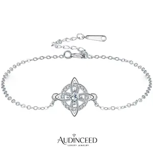 Audinceed Hecate Witches Knot Birthstone Bracelet with Artificial Gemstone Cubic Zirconia, Celtic Knot Goddess Witchy Bracelet Copper Fashion Jewelry, Wiccan Pagan Protection Amulet Gift for Women