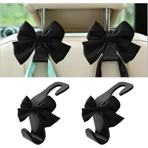 Household daily necessities 2PCS Car Seat Headrest Hooks, Cute Bow Vehicle Backseat Storage Hanger for Handbag Umbrella Coat, Automotive Seat Back Hook Holder Organizer Decor, Universal for Vehicles (Black)