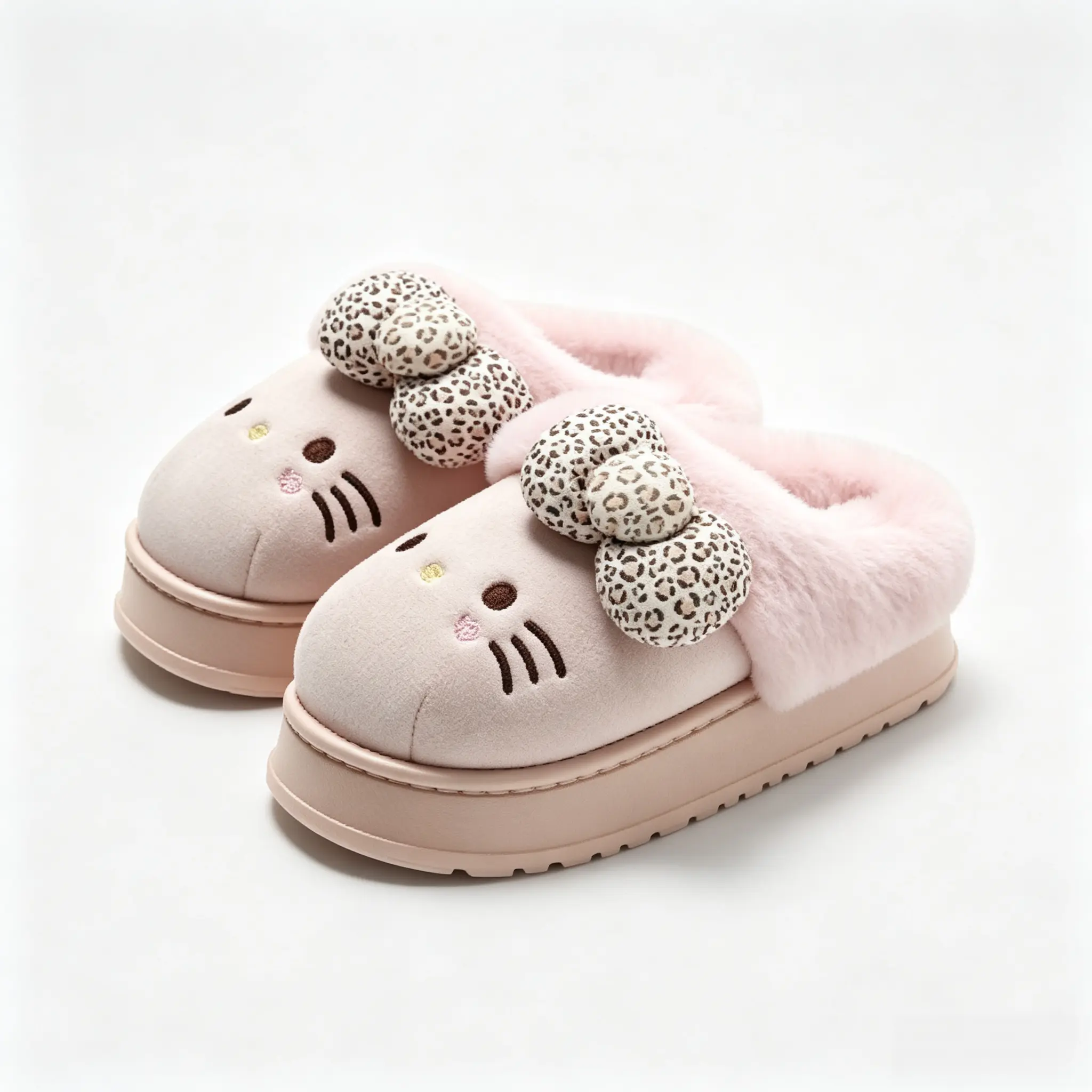 Sanrio Hello Kitty Thick-Soled Cotton House Slippers, Soft Warm Slip-On Indoor Slippers for Women Sanrio Hello Kitty Thick-Soled Cotton House Slippers, Soft Warm Slip-On Indoor Slippers for Women