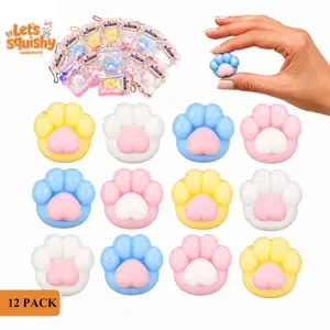 Letssquishy 12 PCS Mini Taba Cat Paw Squishy Set – Soft Mochi Kawaii Fidget Toys for Stress Relief, Desk Decor, Party Favors, Gifts & Father's Day Gift