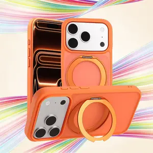 New High-Tech Matte Magnetic Phone Case with Lens Protection, Skin-Friendly Material & 360° Rotatable Ring Kickstand, Compatible with iPhone 17 Air 17 16 E 15 14 Plus 13 12 Pro Max