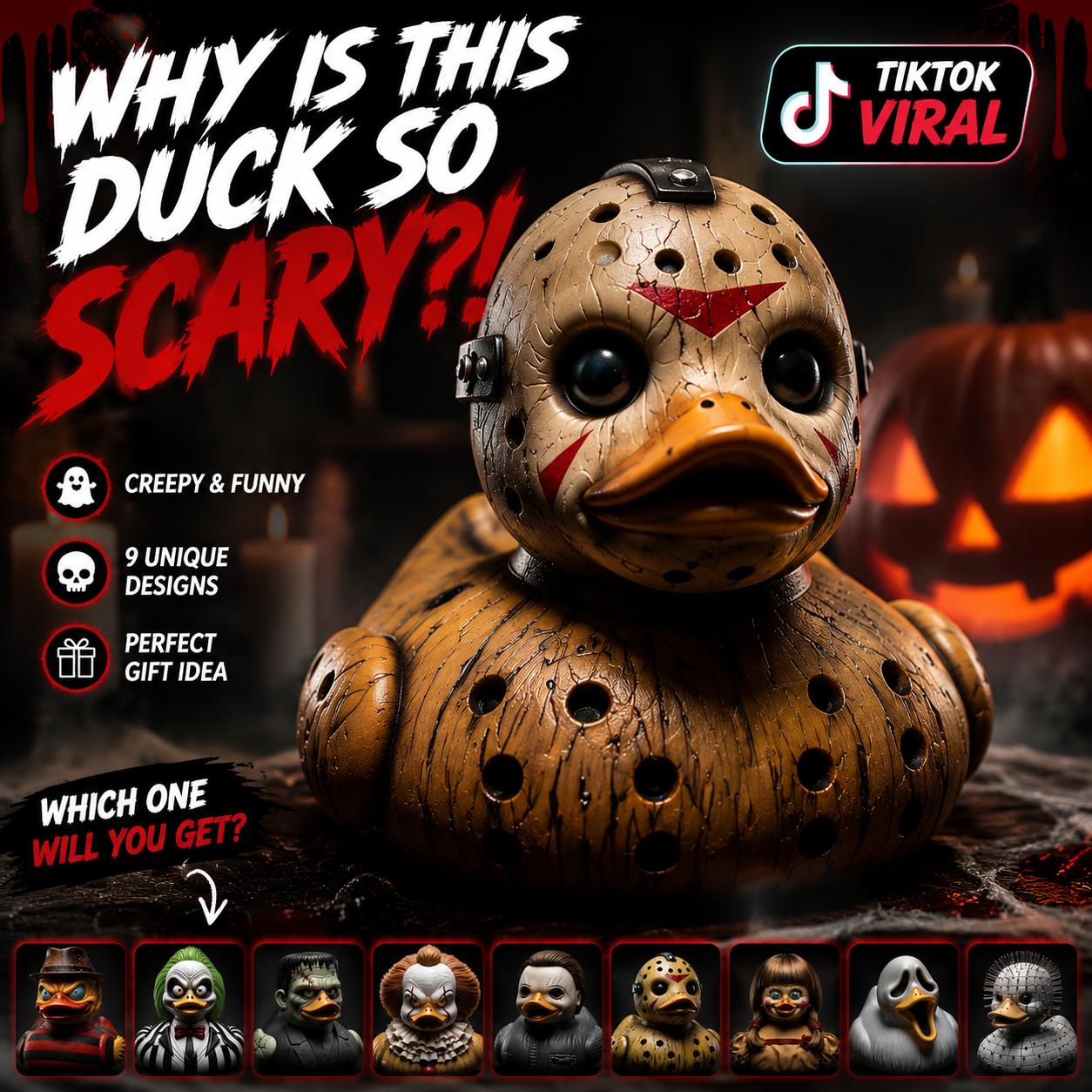 Creepy Halloween Duck Statue, Horror Duck Figurine Collection, Spooky Cute Duck Decorations for Halloween Party Home Desk Decor, Funny Scary Gift for Horror Fans