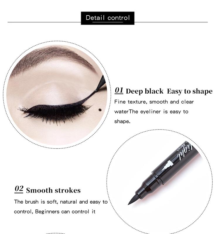 Dual-Head Eyeliner Pen with Stamp – Smudge-Proof Waterproof Eyeliner Pencil, Quick-Drying Liquid Liner for Cat Eye & Creative Makeup Decoration