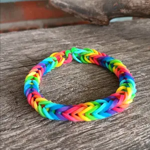 Rainbow Fishtail Loom Band Bracelet