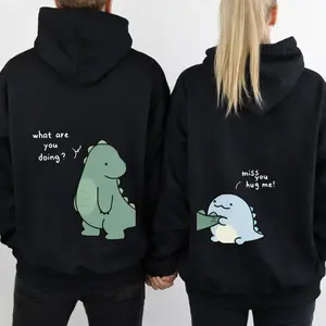 Lovely Dinosaur Matching Couple Hoodie Sweatshirt for Couple, Cute Dinosaur Matching Hoodie Gift For Couple, Matching Gift For Lovers