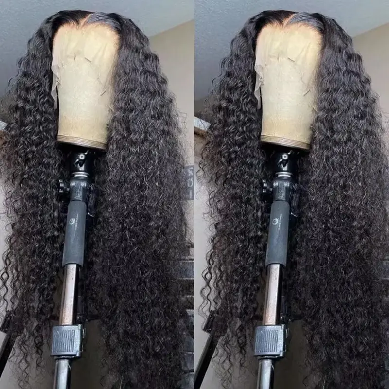 BLING HAIR Clearance Deep Wave Lace Front Wig - 13x4/13x6 HD Lace Frontal Human Hair Wig for Female, 36 Inch, Heat Resistant, Back to School Fashion Accessory