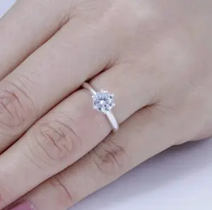 1ct .925 Sterling Silver Round Cut CZ Solitaire Engagement Ring Band Wedding Ring Size 1.5-15 SA032