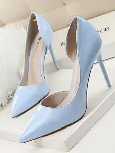 Korean Fashion Slim Heel High Heels, Plain Design Slip-On Shoes, Comfortable & Stylish Classy Women Footwear for Daily Wear