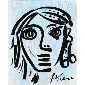 Peter Keil Abstract Expressionist Portrait of John Lennon Acrylic on Poster Board