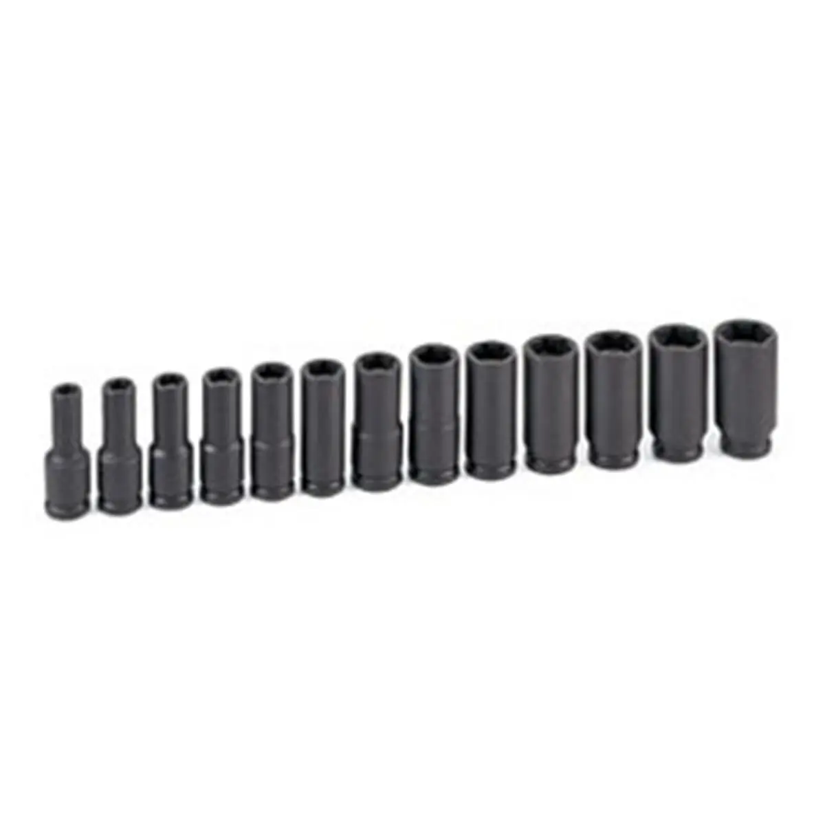 212 MAIN Grey Pneumatic 1213MDG Socket Kit - 0.38 in. Drive, 13-Pc. Deep Metric Magnetic Impact Sockets, Alloy Steel High-Torque, 6-Point Sizes 7 mm to 19 mm