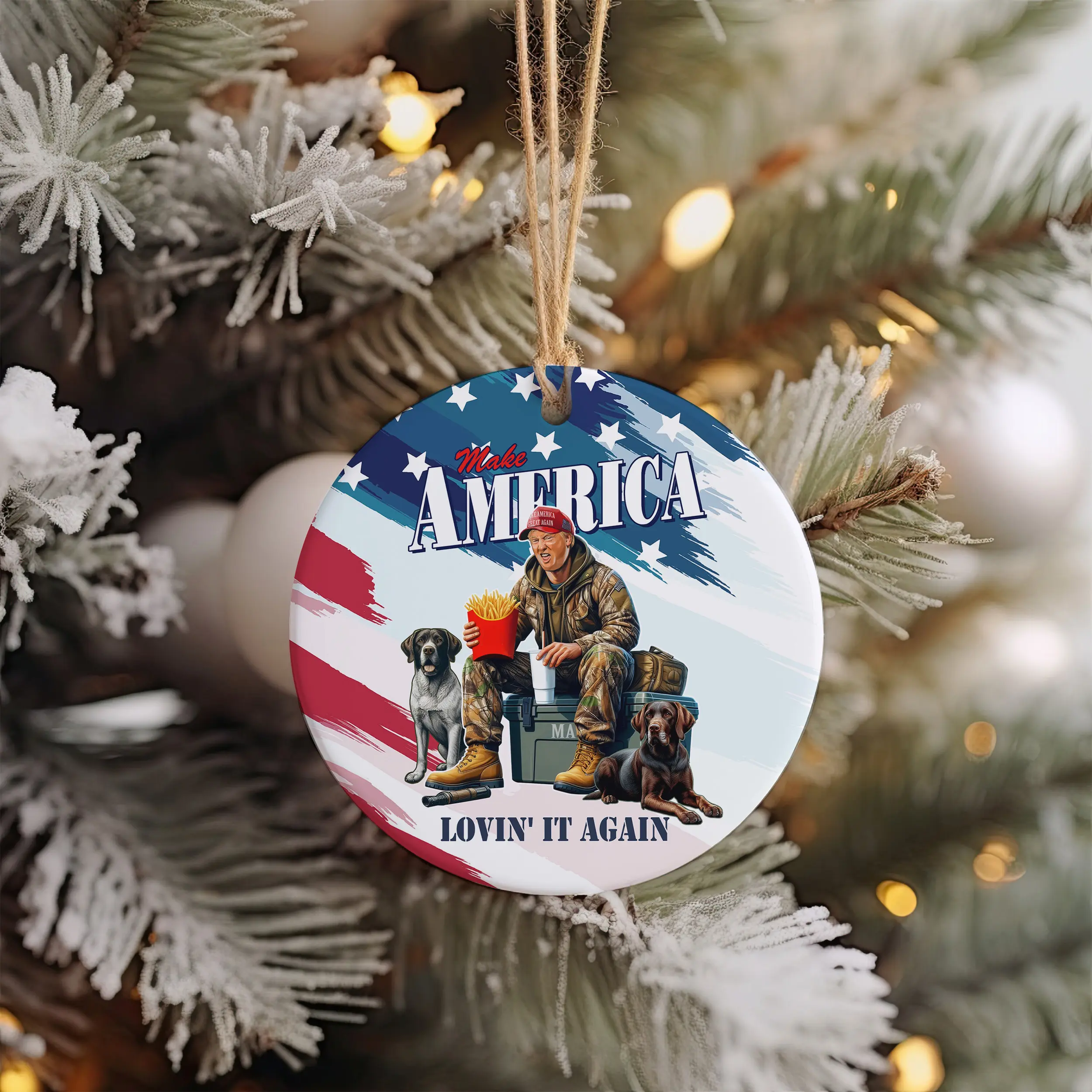 Trump Make America Lovin' It Again Ornament, President Trump Ornament, Election 2024, Christmas Ornament, USA Flag, Maga 2024, Christmas Tree Decor, Keepsake Ornament