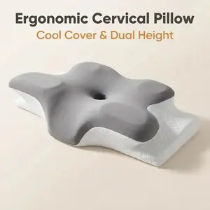 Curved Neck Pillow Pad, Unfragranced Memory Foam, Cooling Cover, With Cushion, Zone Design, Large Arm Support, Ideal for Deep Sleepers, Memory Foam Cushioning