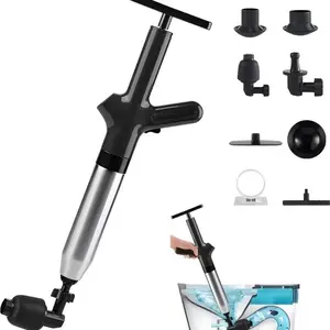 Air toilet plunger set, air drainage shock wave plunger, toilet unlocker, suitable for kitchen sinks, toilets, bathrooms, and clogged pipes