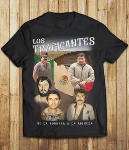 Los Traficantes Narco T-Shirt, Cartel Druglord Graphic Tee, Mexican Mafia Inspired Streetwear, Gangster History Shirt, From Poverty to Power Retro Design