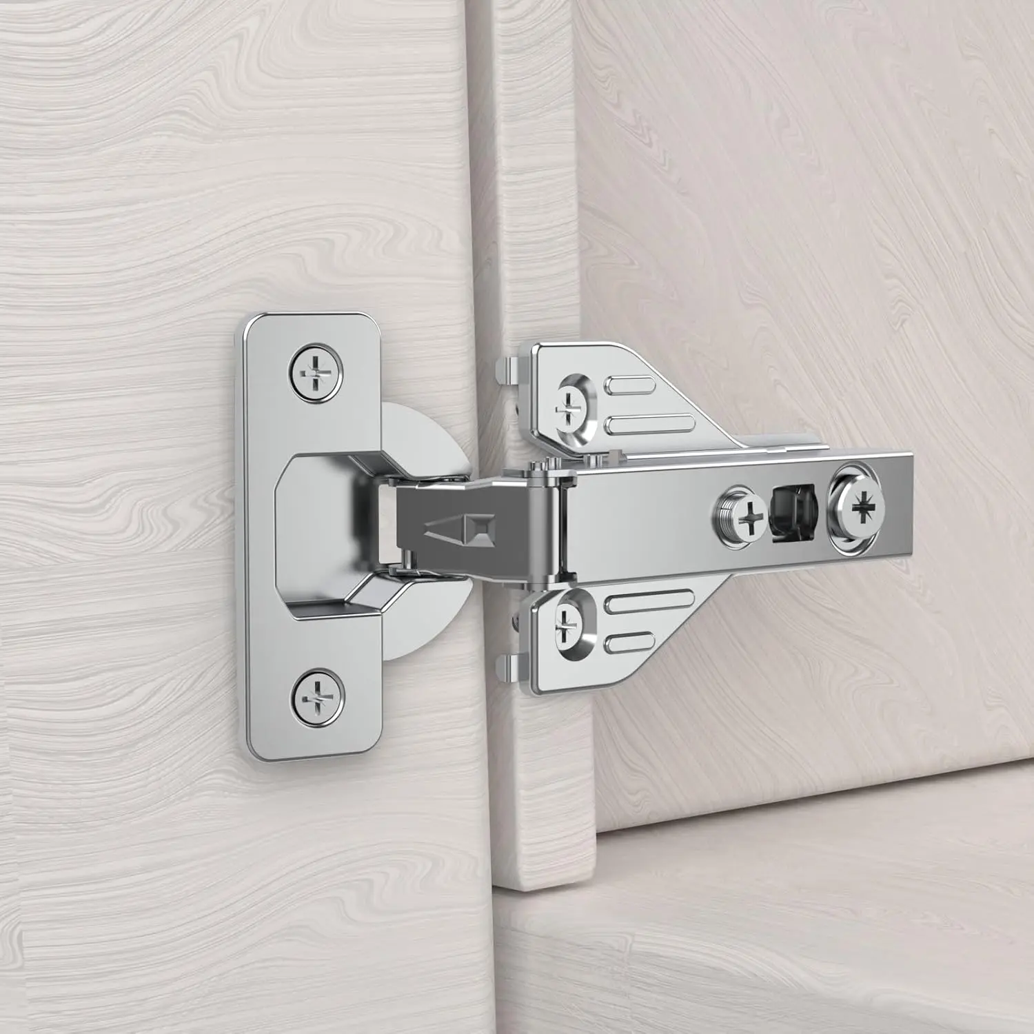 20 Pack Full Overlay Soft Close Concealed Hinges, Small Door Gap, Clip-on Plate,  Frame Door, Self Closing  Satin Nickel 3D Hinge, 105 Open Angle Concealed Stainless Steel Hinges