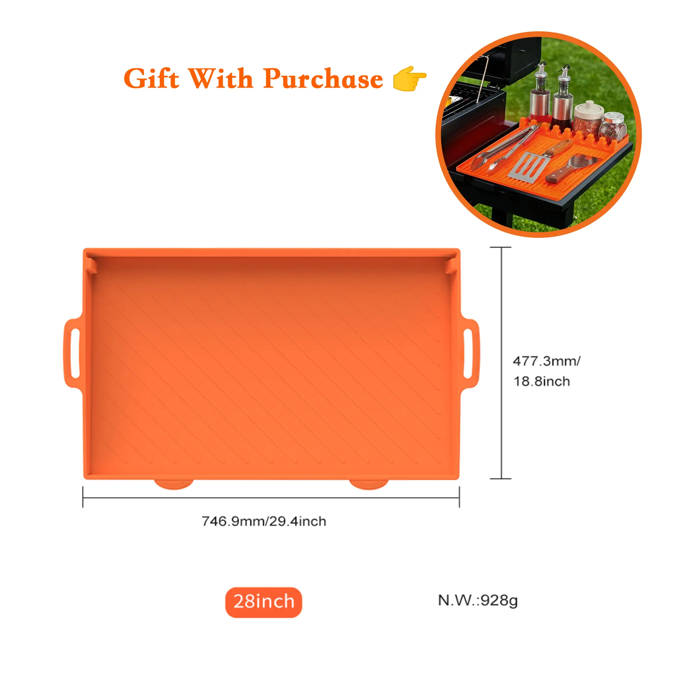 28'' Orange Griddle Cover Mat
