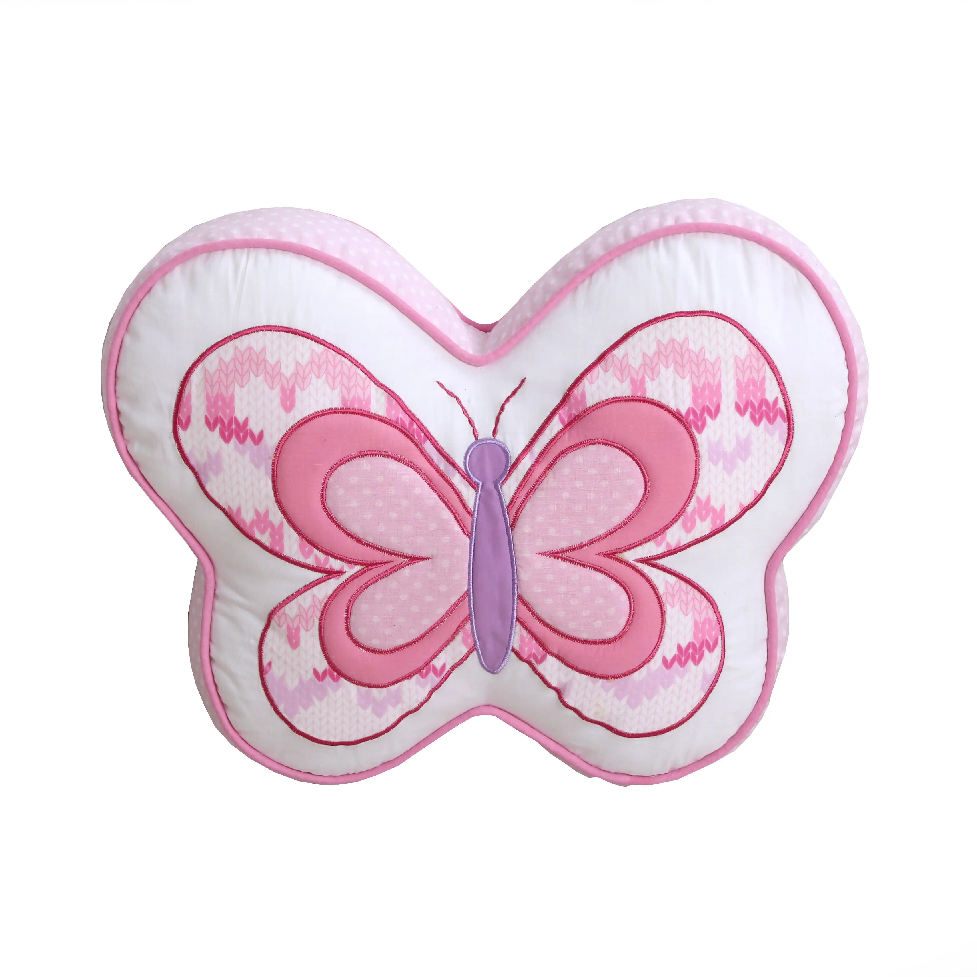 Butterfly Fairisle Pink Purple Striped Sweater Novelty Decor Throw Pillow